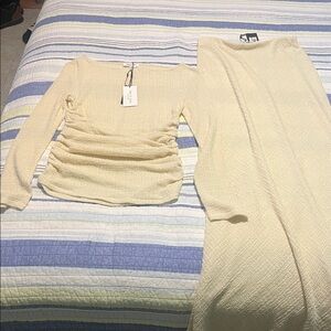 Rag and bone poppy ls yellow cream knit top and skirt